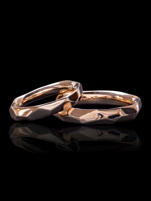 Wedding Rings set with 14K rose gold