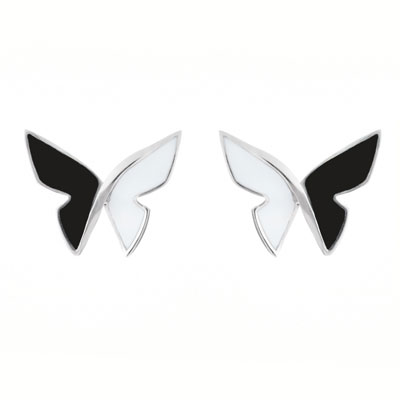 Les Papillons Earrings Black and White