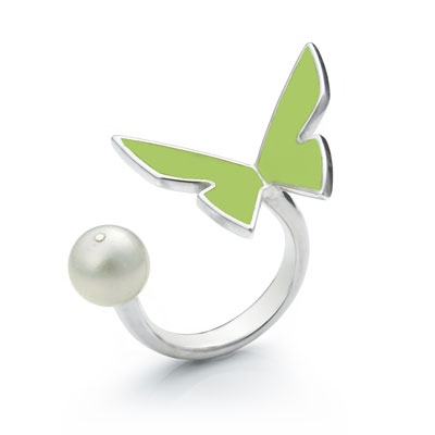 Les Papillons Large Ring Olive