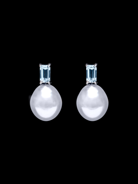 Blue topaz & freshwater pearl drop earrings