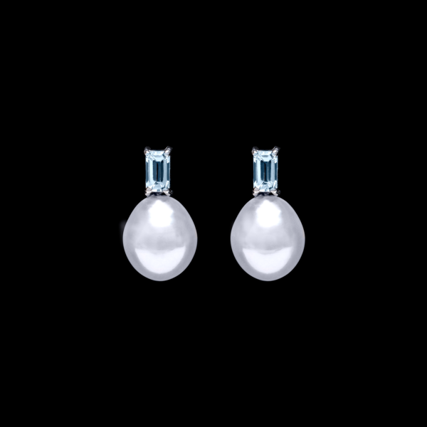 Blue topaz & freshwater pearl drop earrings
