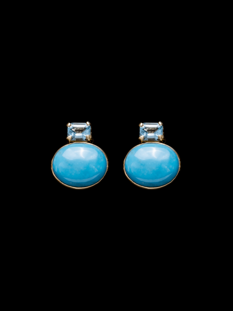 Turquoise earrings with topazes
