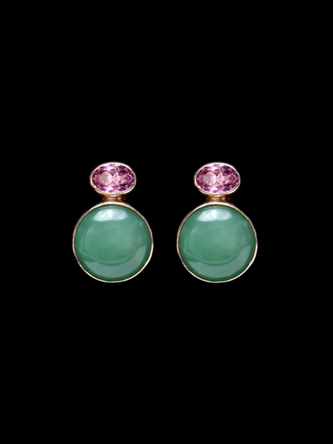 Chrysoprase & pink sapphire earrings