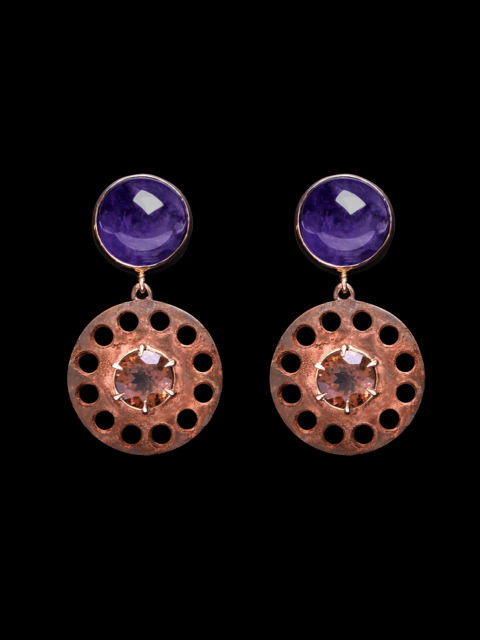 rustic earrings with amethyst
