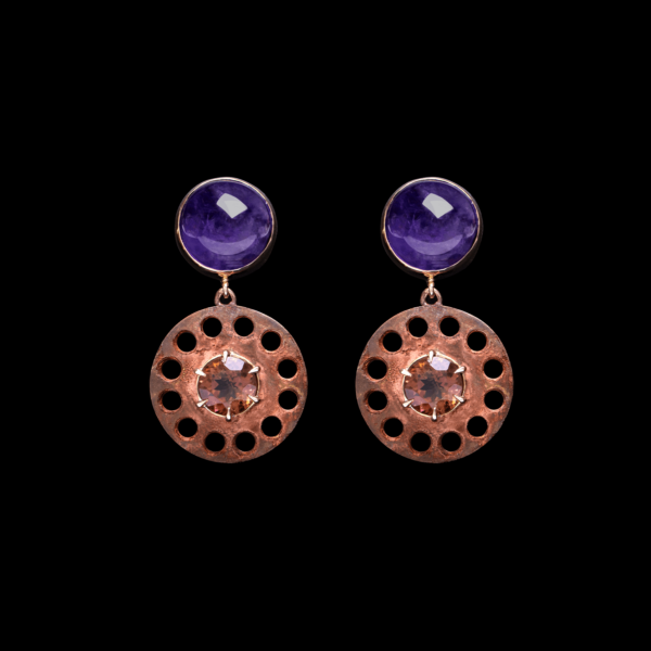 rustic earrings with amethyst