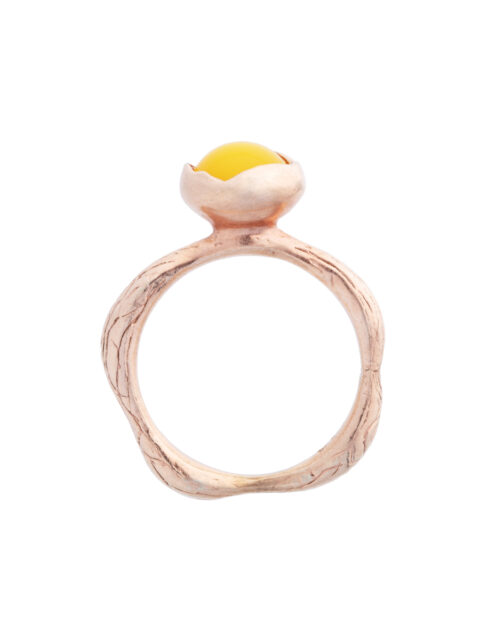 Elegant Blossom Bud golden ring with egg yolk amber