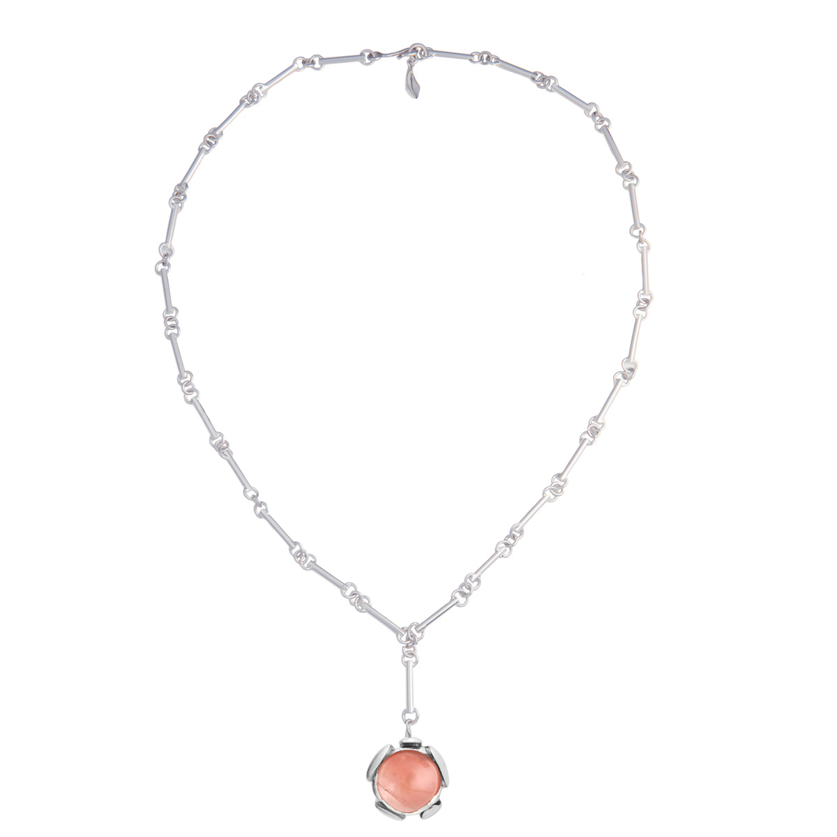 Blossom collier with rose agate by Hyrv jewelry brand from Estonia.