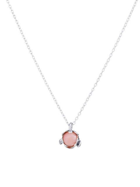 Elegant Blossom floret pendant with pink Peruvian opal