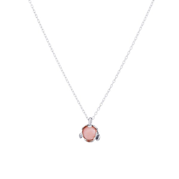 Elegant Blossom floret pendant with pink Peruvian opal