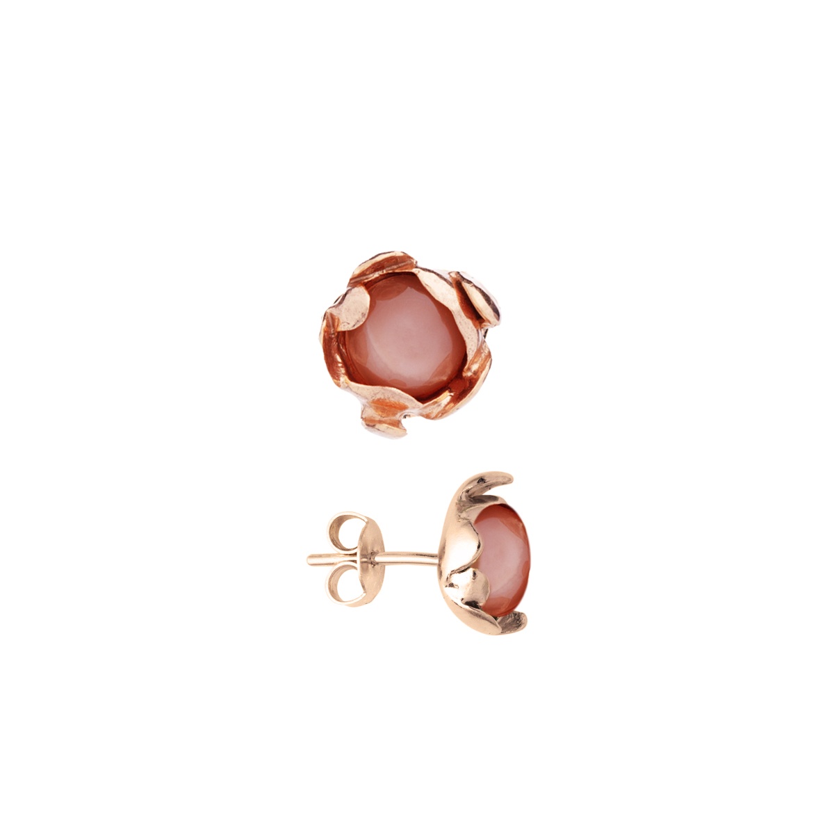 BLOSSOM stud earrings with peach moonstone