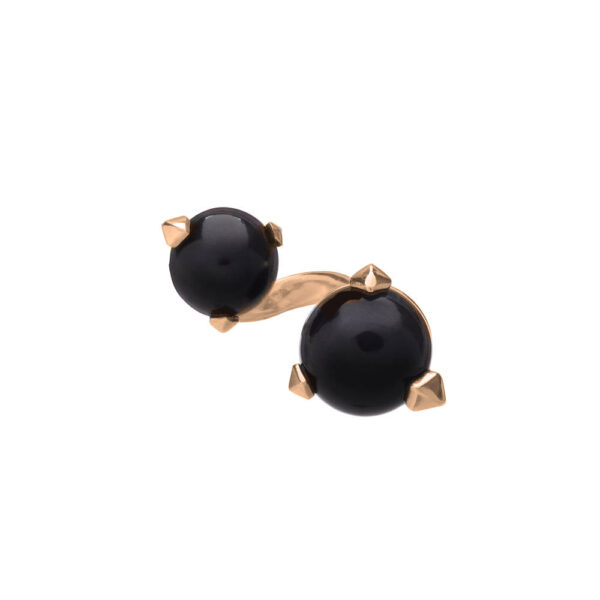 Bones double black onyx ring in gold by Hyrv