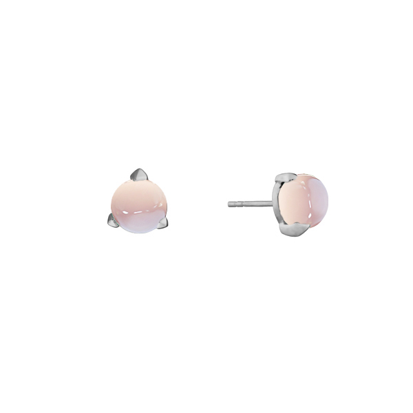 Bones mini silver earrings sheer pink chalcedony by Hyrv
