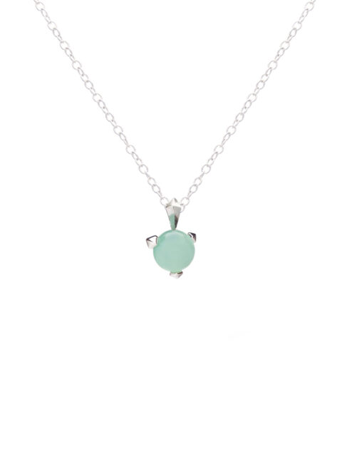 Bones silver necklace with mint chalcedony by Hyrv