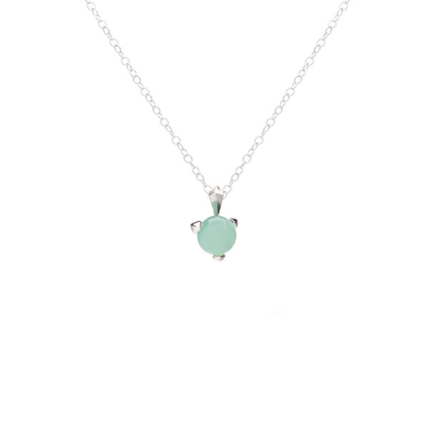 Bones silver necklace with mint chalcedony by Hyrv