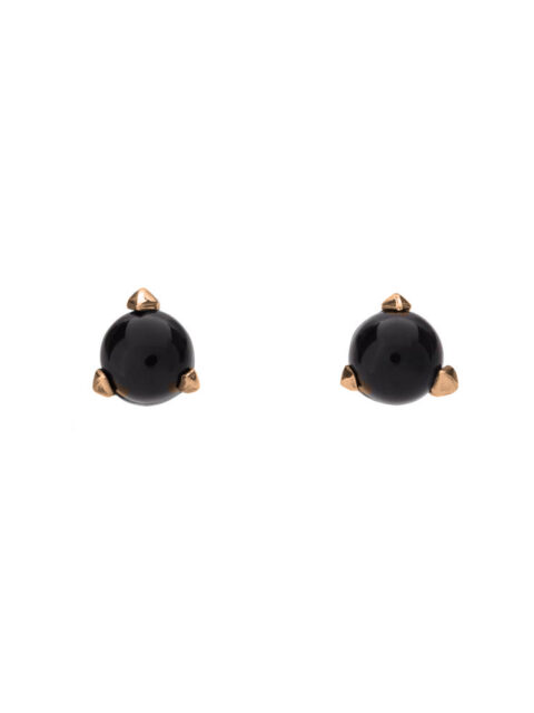 Bones Mini golden Earrings with black onyx by Hyrv