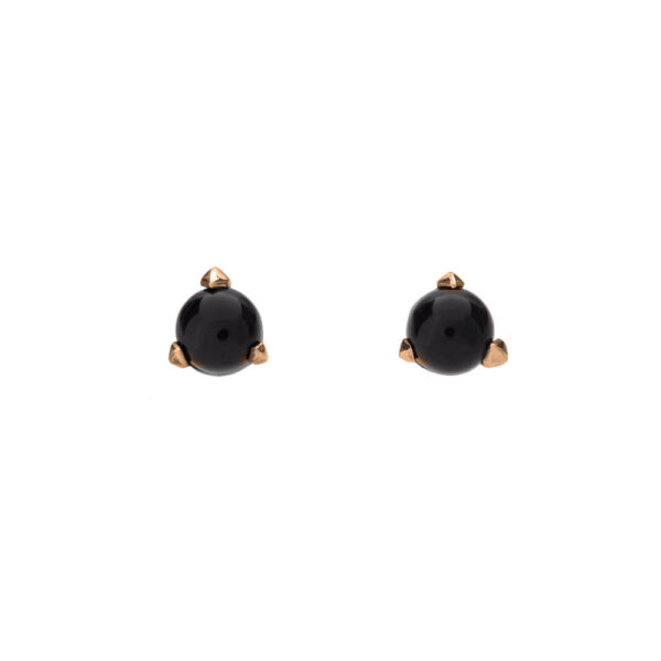 Bones Mini golden Earrings with black onyx by Hyrv