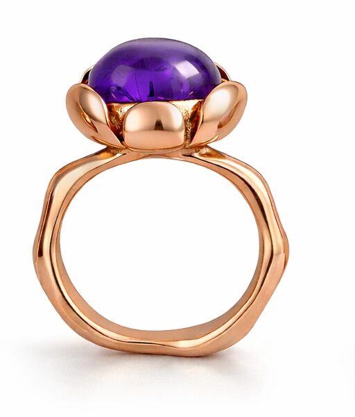 BLOSSOM kullatud suur sõrmus ametüstiga