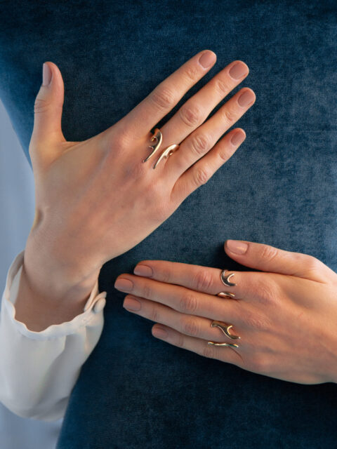 Hyrv jewelry ANTLERS collection gold plated silver rings