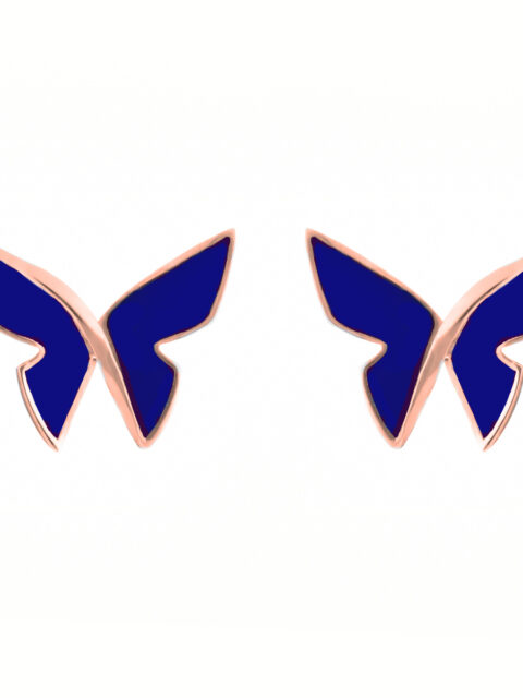 Les Papillons golden Earrings Blue