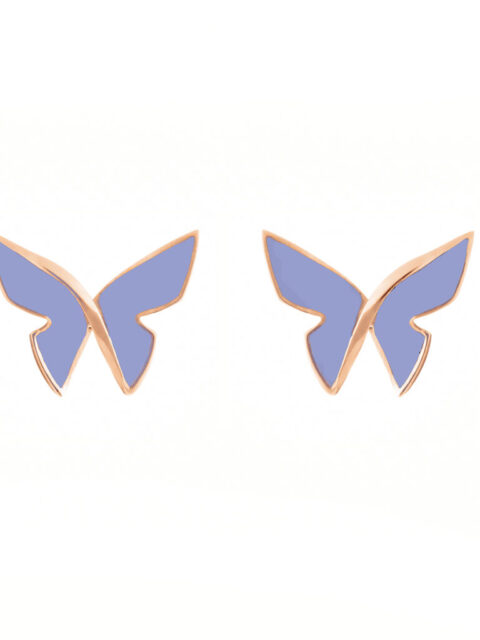 Les Papillons golden Earrings Lavender enamel