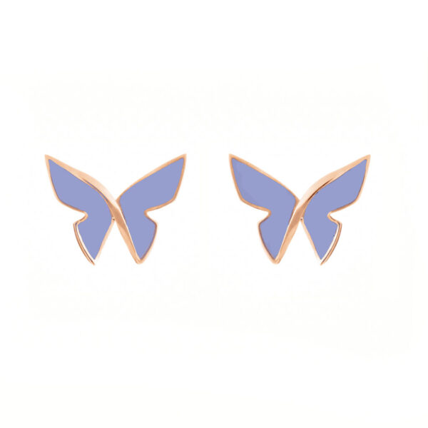 Les Papillons golden Earrings Lavender enamel