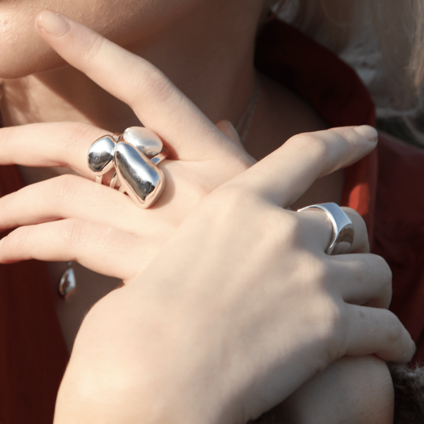 Silver Pebbles sand ring