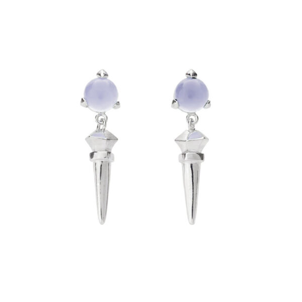 Bones Long silver Earrings Light Lavender chalcedony by Hyrv